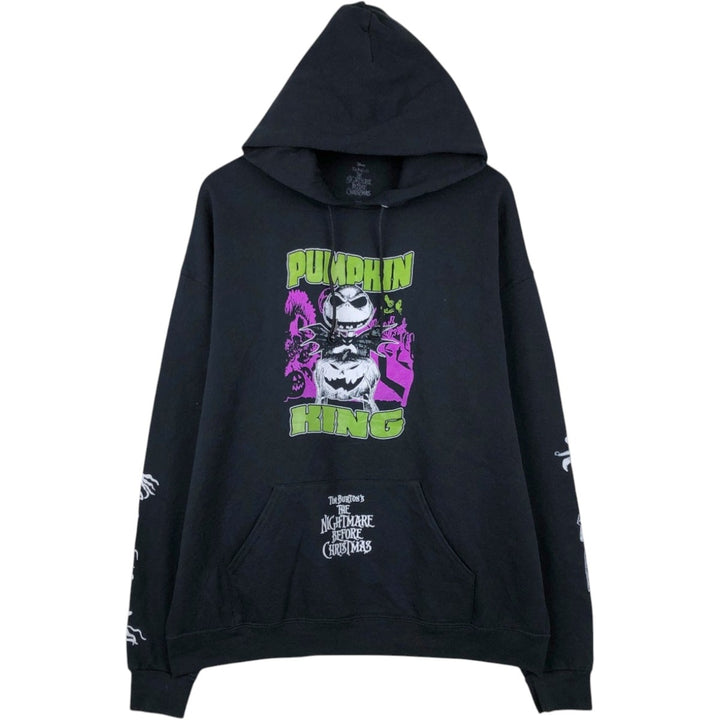 DISNEY Nightmare Before Christmas Character Sweatshirt Pullover Hoodie (Men's XL equivalent) unclear black type Vintage Second Hand