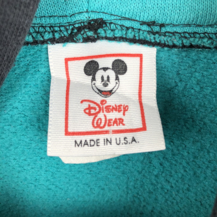 2000'S Disney Wear Mickey Mouse character sweatshirt half-zip hoodie, made in USA, men's size L equivalent. polyester black type Vintage Second Hand
