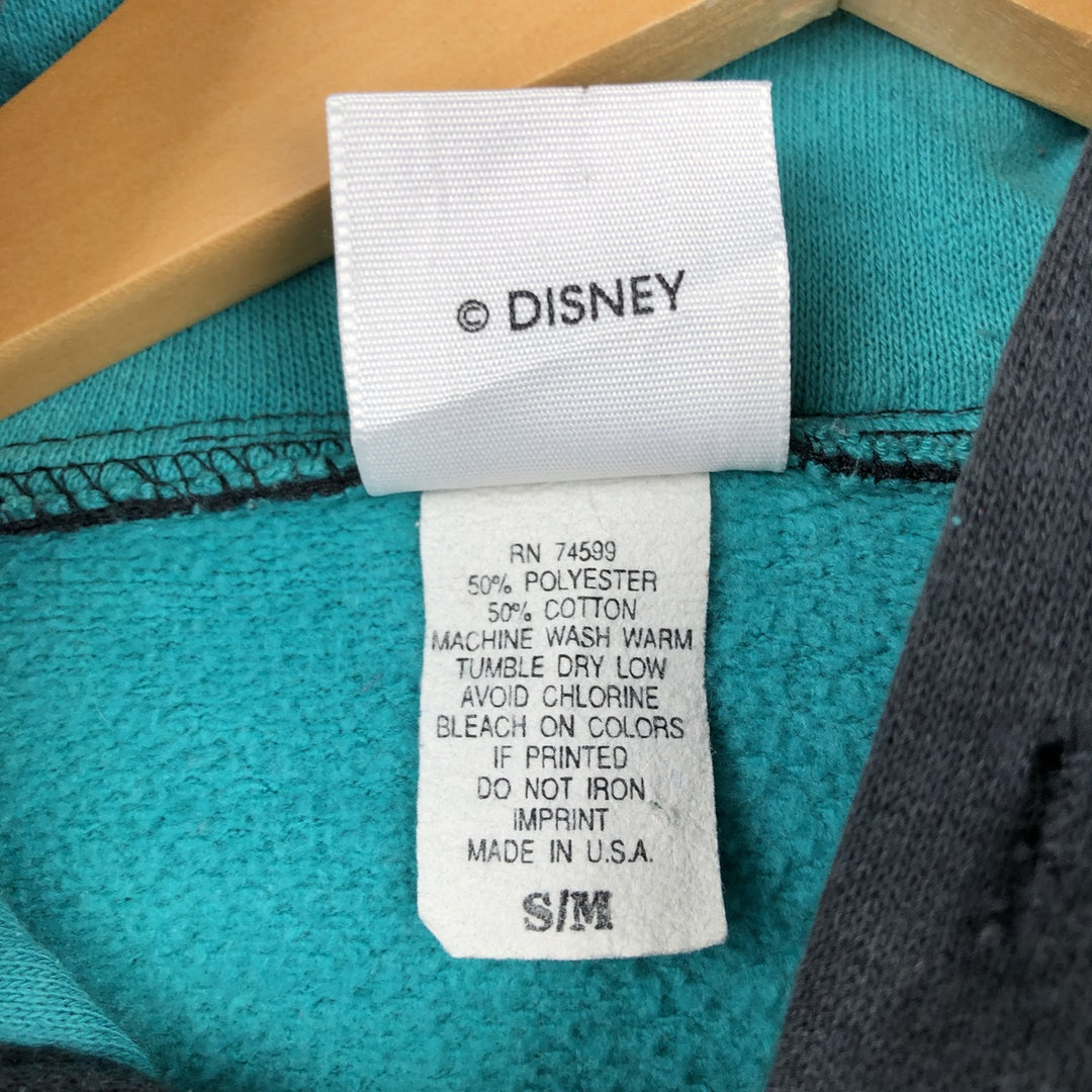 2000'S Disney Wear Mickey Mouse character sweatshirt half-zip hoodie, made in USA, men's size L equivalent. polyester black type Vintage Second Hand