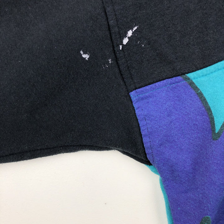 2000'S Disney Wear Mickey Mouse character sweatshirt half-zip hoodie, made in USA, men's size L equivalent. polyester black type Vintage Second Hand