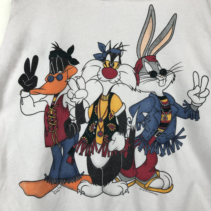90'S Jerry Leigh Looney Tunes character sweatshirt pullover hoodie, men's size L (approx.) unclear white type Vintage Second Hand