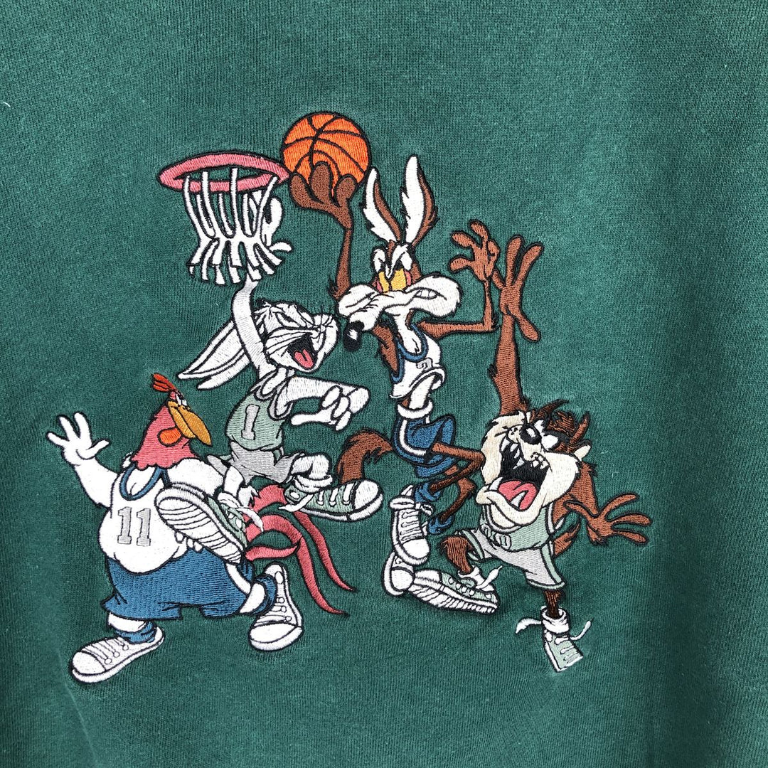 90'S ACME CLOTHING Looney Tunes Character Sweatshirt Pullover Hoodie, Men's Size M (Equivalent), Vintage cotton Green type dark green Vintage Second Hand