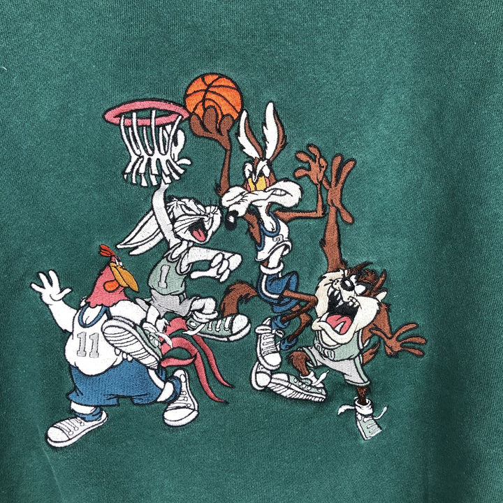 90'S ACME CLOTHING Looney Tunes Character Sweatshirt Pullover Hoodie, Men's Size M (Equivalent), Vintage cotton Green type dark green Vintage Second Hand