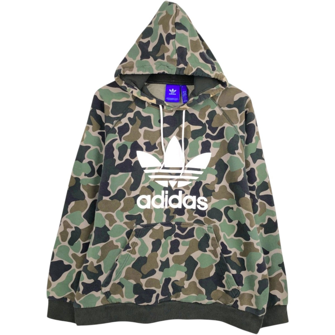 Adidas Originals Sweatshirt Pullover Hoodie, Men's XL cotton Khaki type Vintage Second Hand
