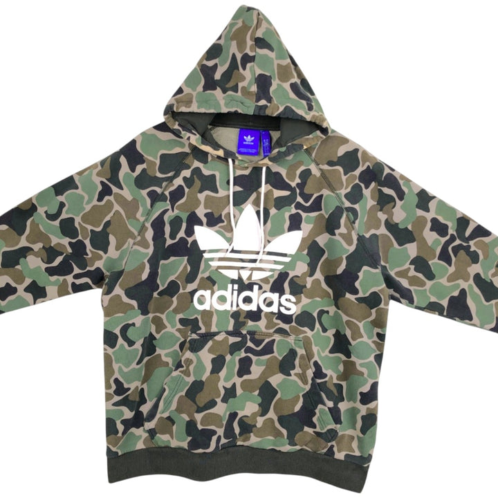 Adidas Originals Sweatshirt Pullover Hoodie, Men's XL cotton Khaki type Vintage Second Hand
