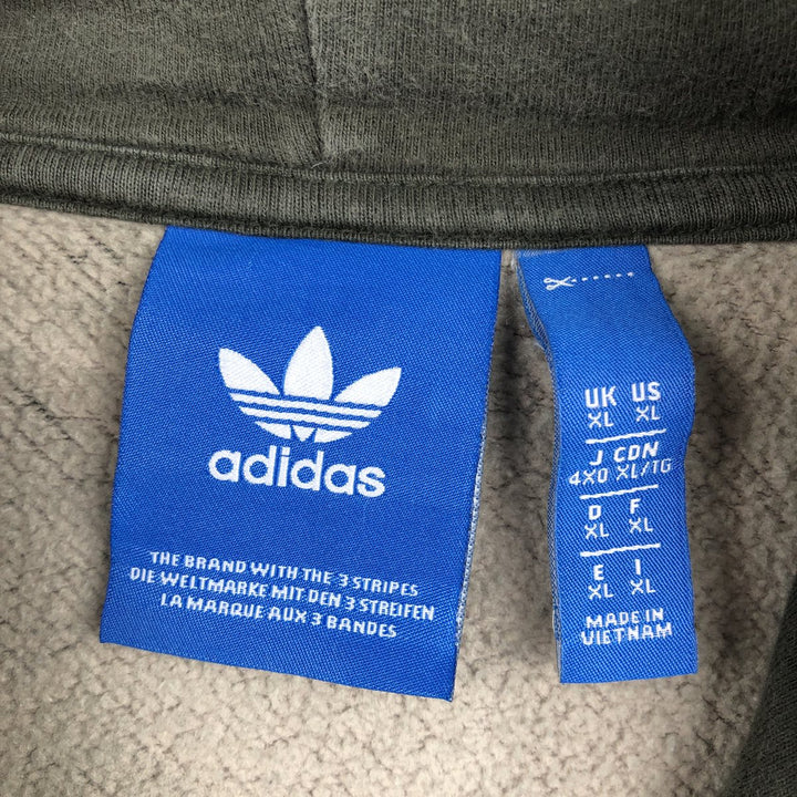 Adidas Originals Sweatshirt Pullover Hoodie, Men's XL cotton Khaki type Vintage Second Hand