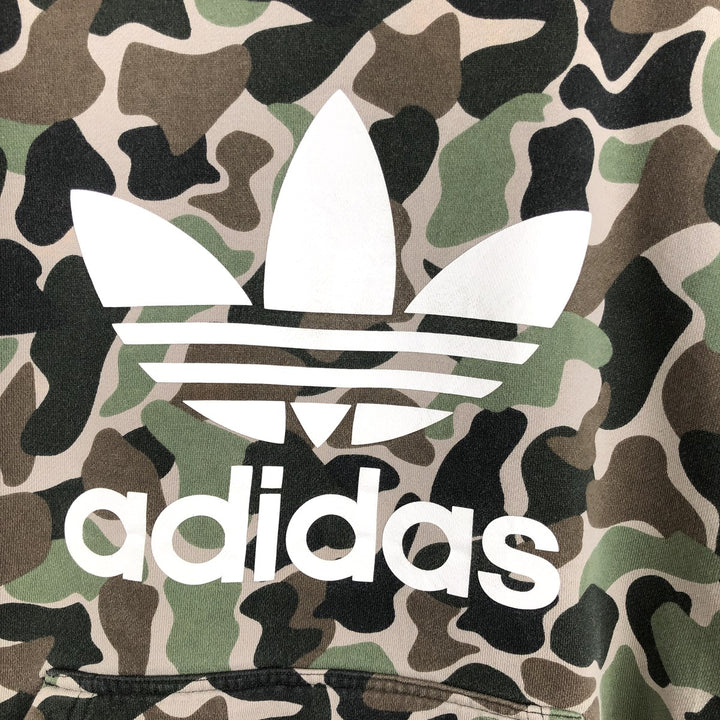 Adidas Originals Sweatshirt Pullover Hoodie, Men's XL cotton Khaki type Vintage Second Hand