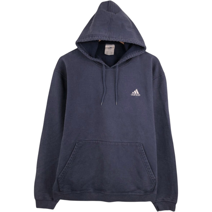 Adidas sweatshirt pullover hoodie, made in Canada, men's size M equivalent. cotton navy blue type Vintage Second Hand
