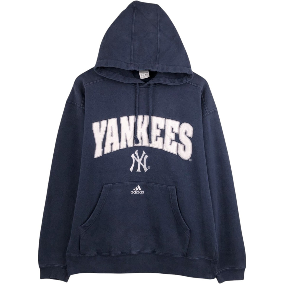 Adidas MLB New York Yankees sweatshirt pullover hoodie, men's size M (approx.) cotton navy blue type Vintage Second Hand
