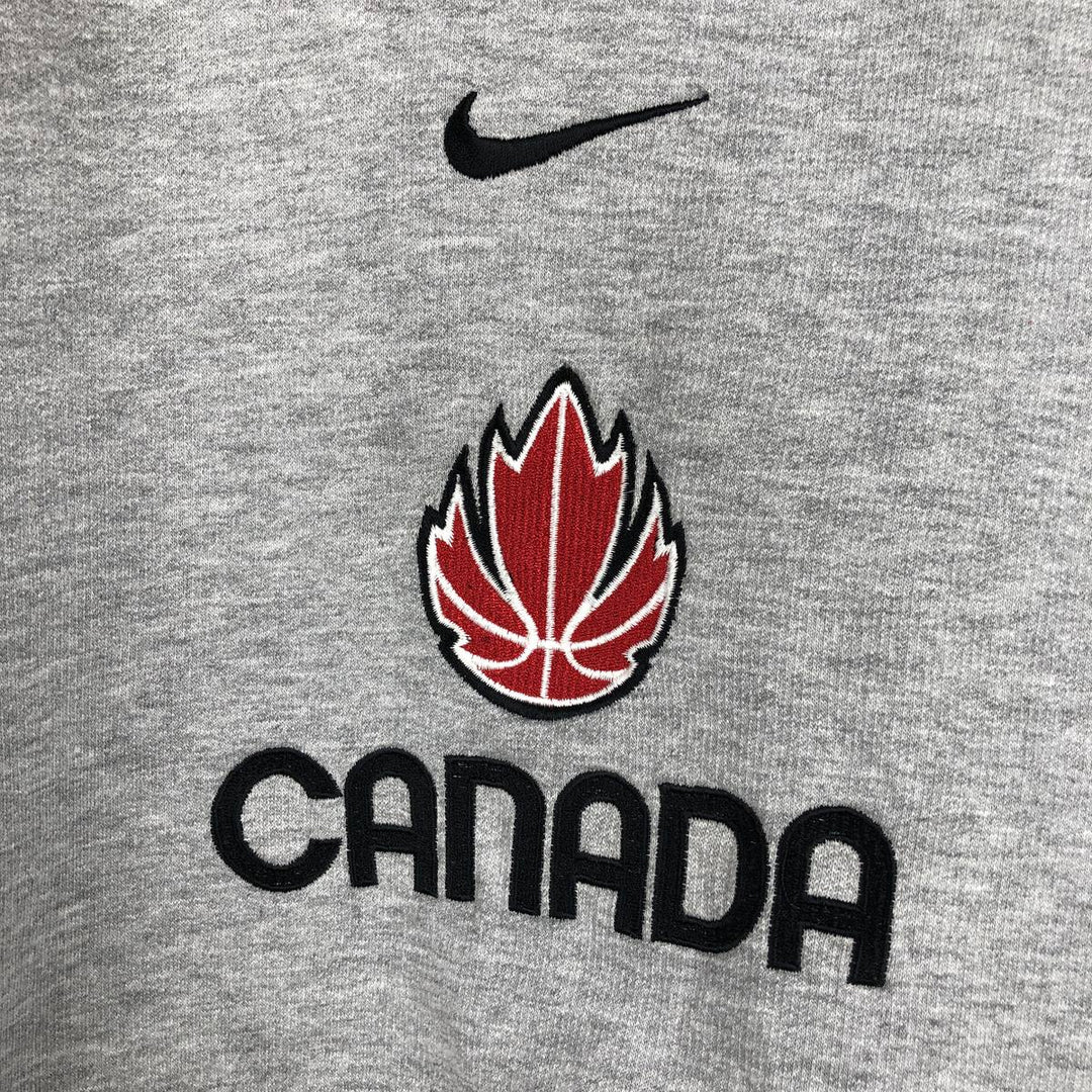 2000'S Nike Center Logo Sweatshirt Pullover Hoodie, Made in Canada, Men's Size M (approx.) cotton gray type Vintage Second Hand