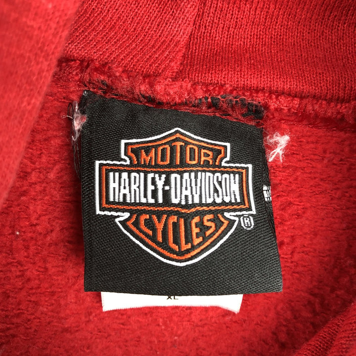 2000'S Harley-Davidson Fire Pattern Advertising Sweatshirt Pullover Hoodie, Men's Size XL (approx.) cotton red type Vintage Second Hand