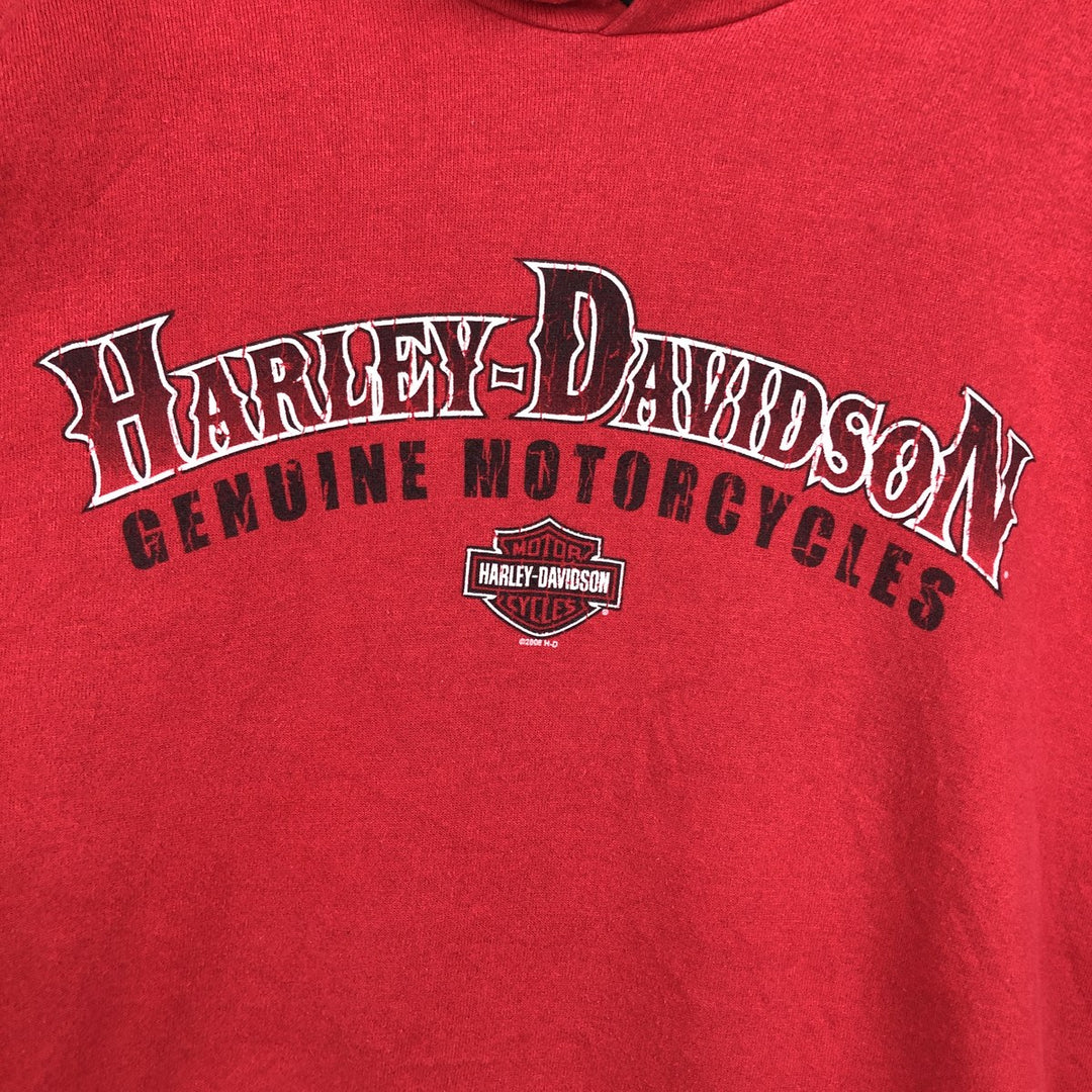2000'S Harley-Davidson Fire Pattern Advertising Sweatshirt Pullover Hoodie, Men's Size XL (approx.) cotton red type Vintage Second Hand