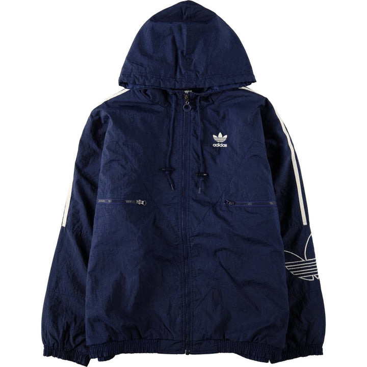 2000'S adidas padded hoodie/puffer jacket, men's size XL Nylon navy blue type Vintage Second Hand