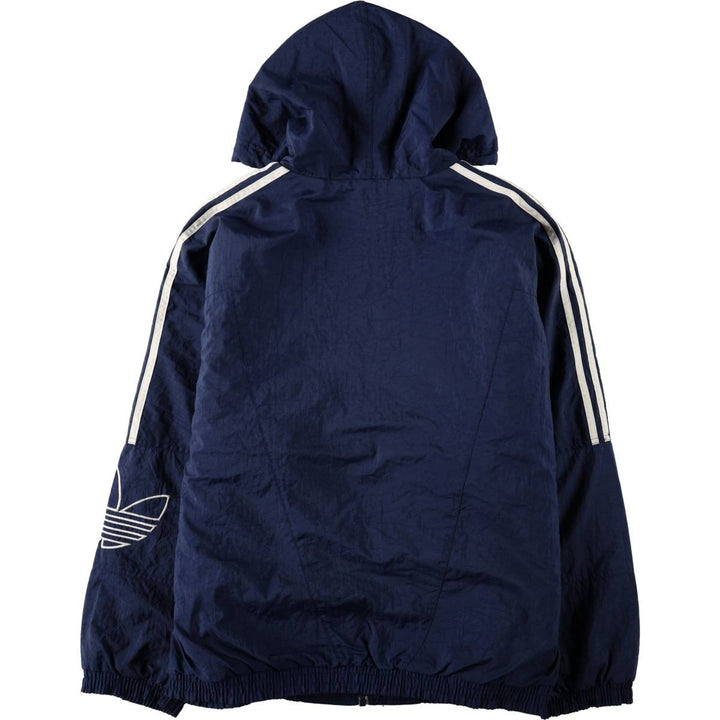 2000'S adidas padded hoodie/puffer jacket, men's size XL Nylon navy blue type Vintage Second Hand