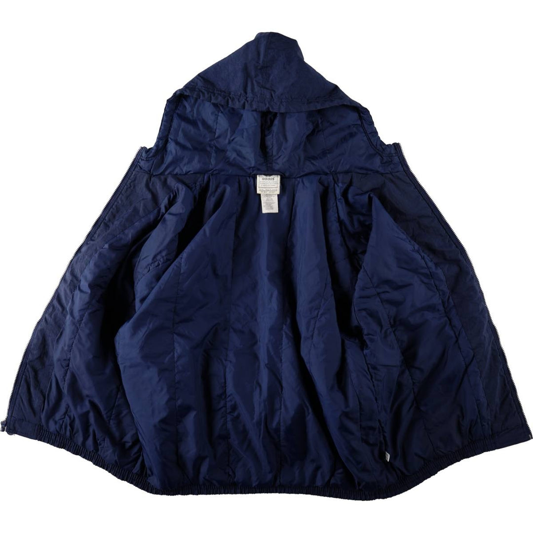2000'S adidas padded hoodie/puffer jacket, men's size XL Nylon navy blue type Vintage Second Hand