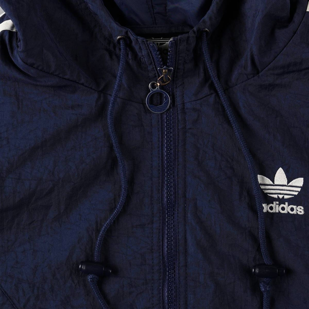 2000'S adidas padded hoodie/puffer jacket, men's size XL Nylon navy blue type Vintage Second Hand