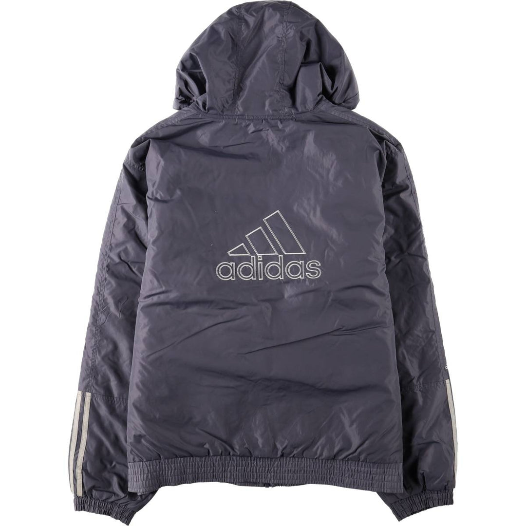 2000'S Adidas back logo padded hoodie puffer jacket, men's size XL (approx.) Nylon gray type Vintage Second Hand