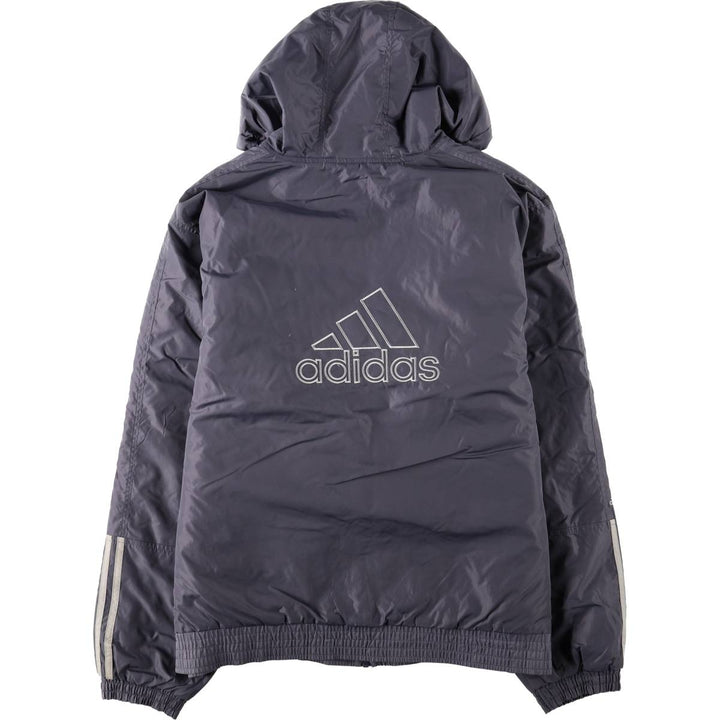 2000'S Adidas back logo padded hoodie puffer jacket, men's size XL (approx.) Nylon gray type Vintage Second Hand