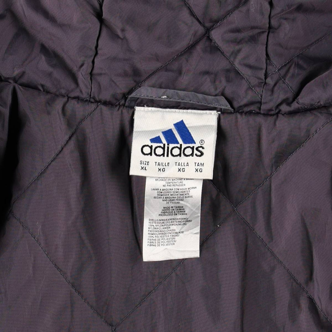2000'S Adidas back logo padded hoodie puffer jacket, men's size XL (approx.) Nylon gray type Vintage Second Hand