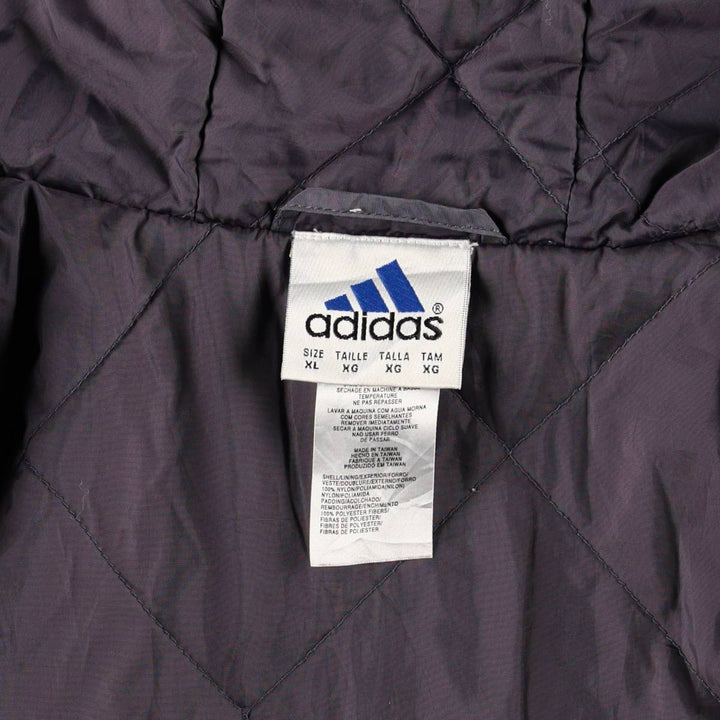 2000'S Adidas back logo padded hoodie puffer jacket, men's size XL (approx.) Nylon gray type Vintage Second Hand