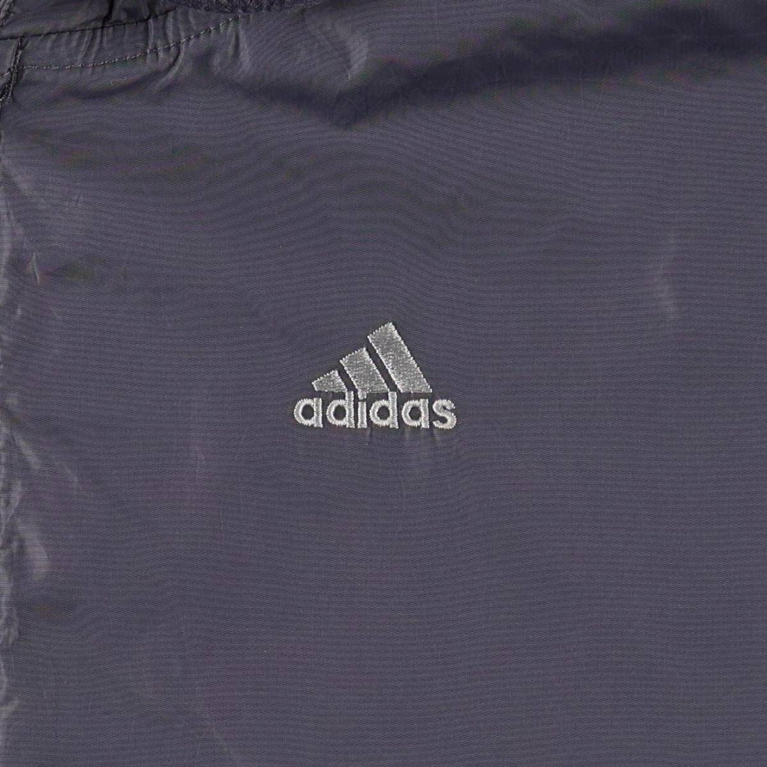 2000'S Adidas back logo padded hoodie puffer jacket, men's size XL (approx.) Nylon gray type Vintage Second Hand