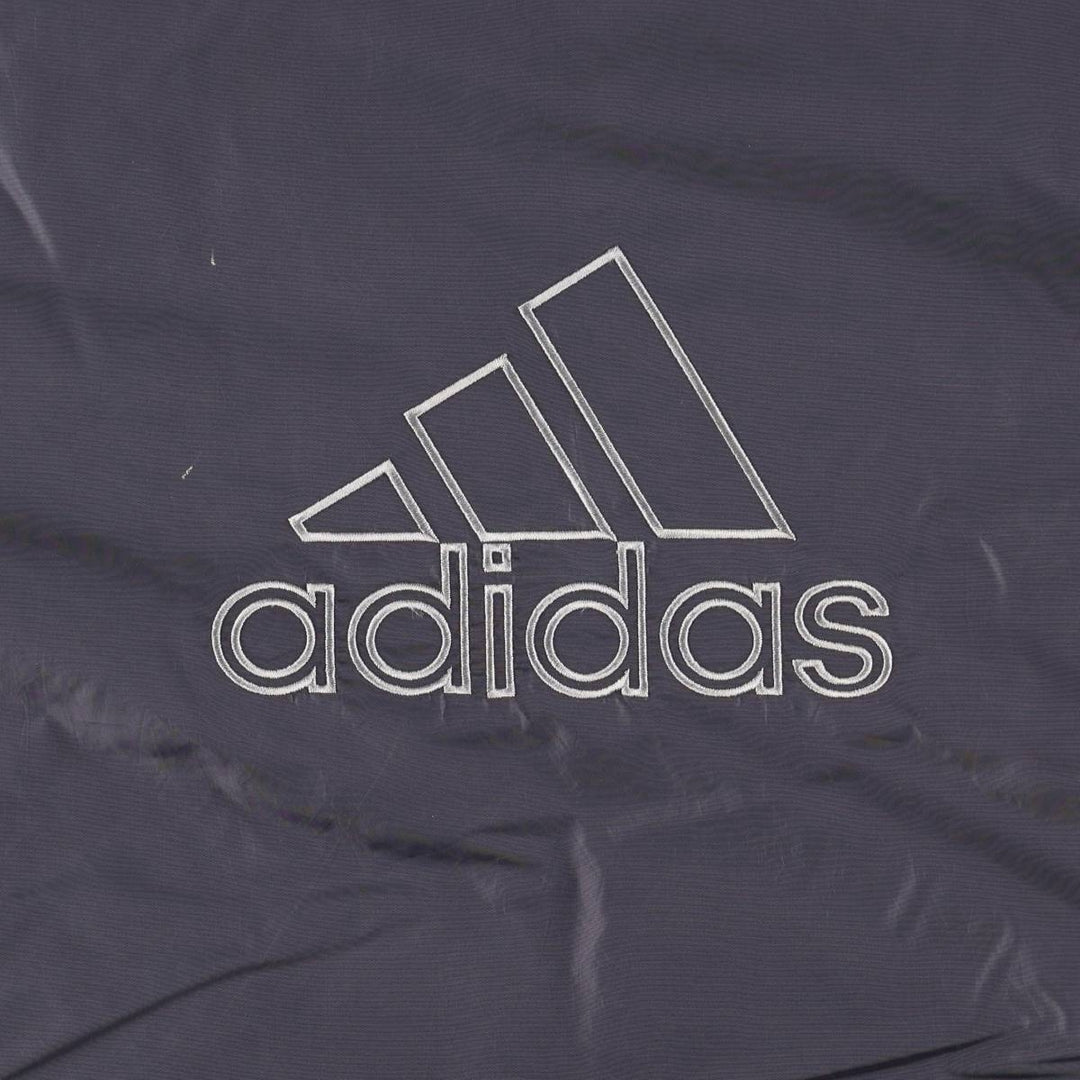 2000'S Adidas back logo padded hoodie puffer jacket, men's size XL (approx.) Nylon gray type Vintage Second Hand