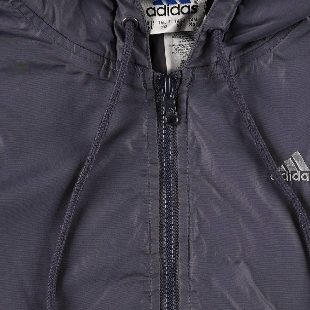 2000'S Adidas back logo padded hoodie puffer jacket, men's size XL (approx.) Nylon gray type Vintage Second Hand