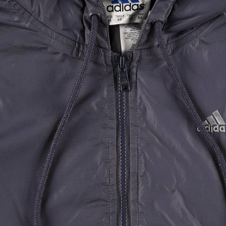 2000'S Adidas back logo padded hoodie puffer jacket, men's size XL (approx.) Nylon gray type Vintage Second Hand