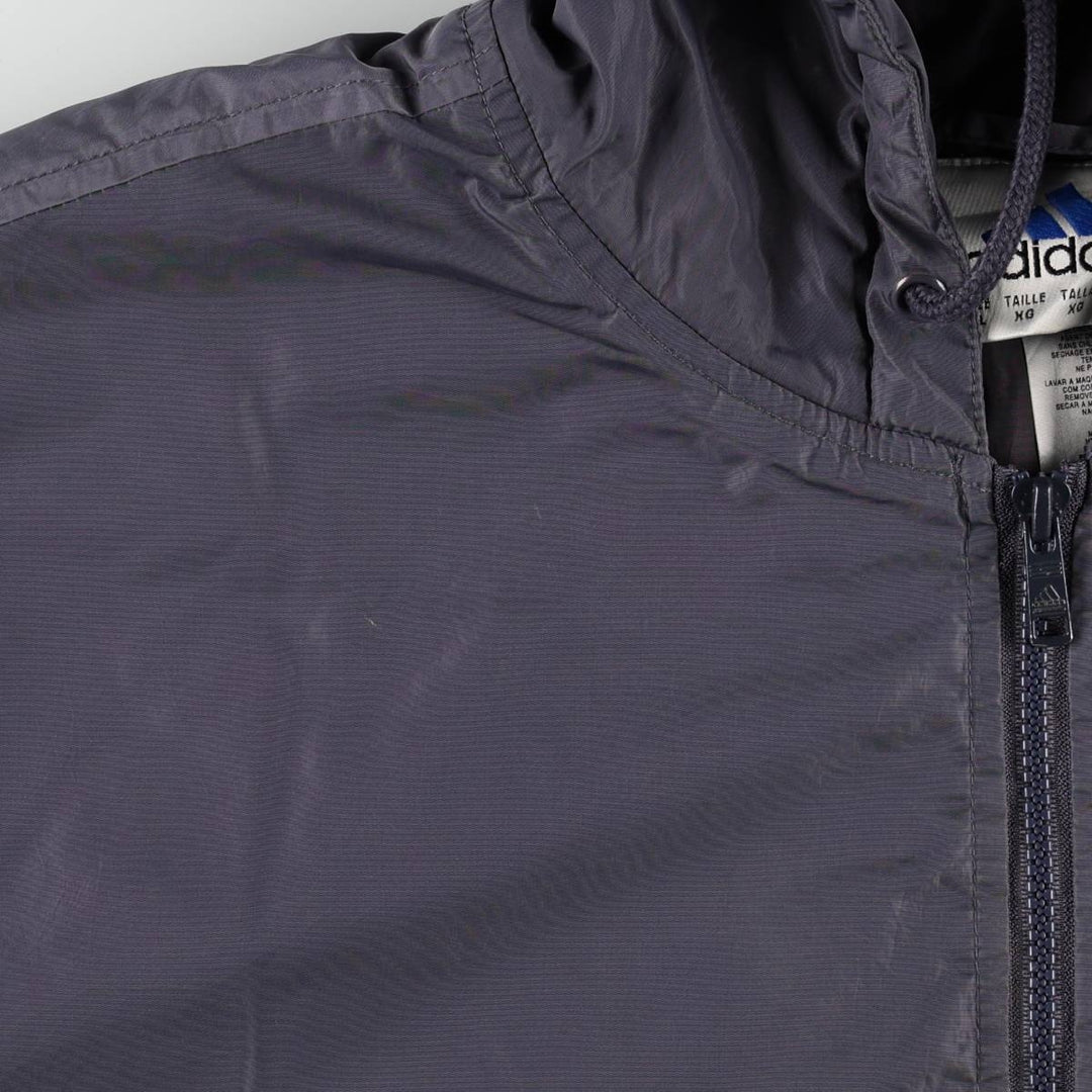 2000'S Adidas back logo padded hoodie puffer jacket, men's size XL (approx.) Nylon gray type Vintage Second Hand