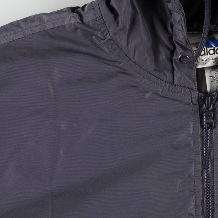 2000'S Adidas back logo padded hoodie puffer jacket, men's size XL (approx.) Nylon gray type Vintage Second Hand