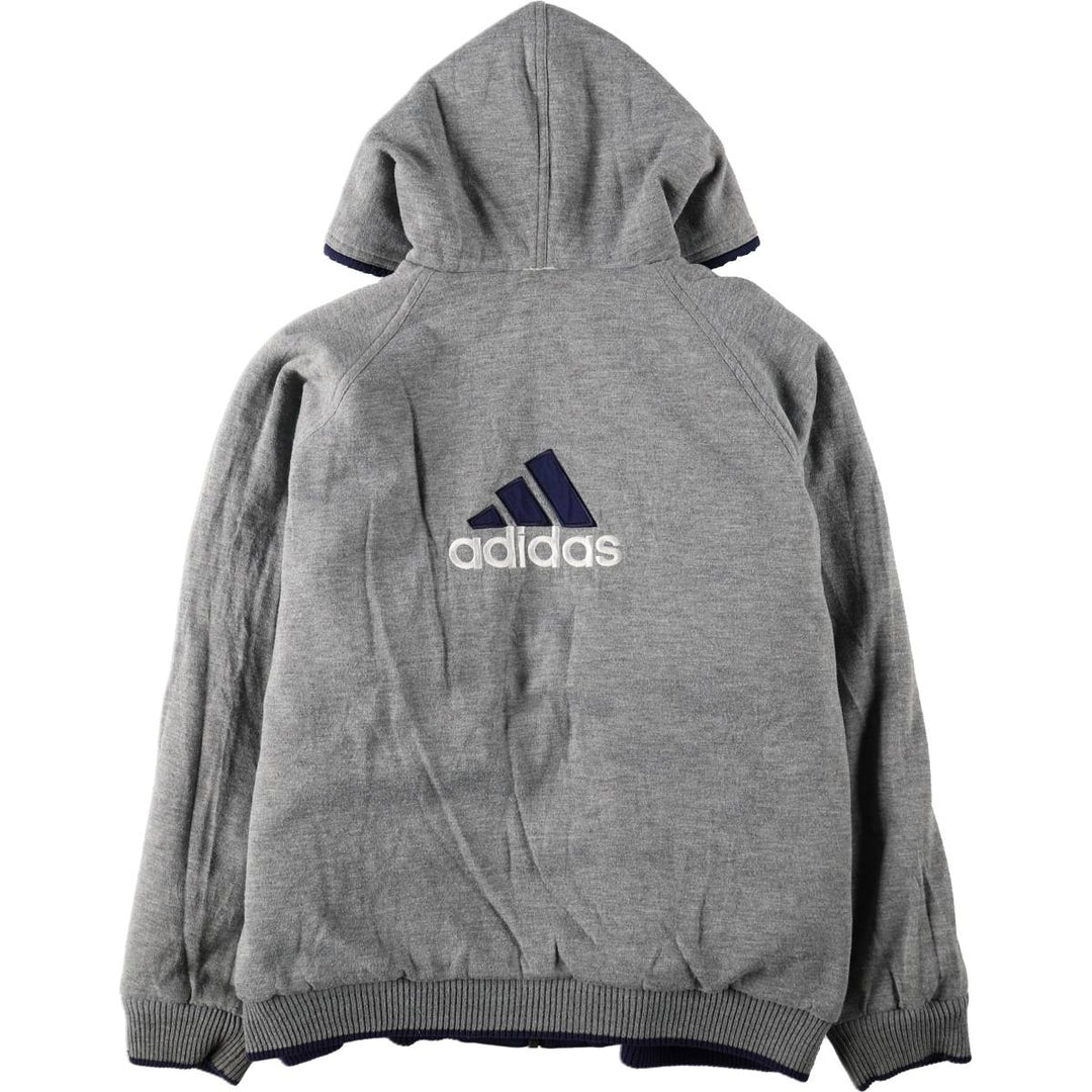 90s-00'S Adidas reversible padded hoodie puffer jacket, men's size L (approx.) Nylon gray type Vintage Second Hand