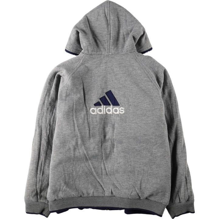 90s-00'S Adidas reversible padded hoodie puffer jacket, men's size L (approx.) Nylon gray type Vintage Second Hand