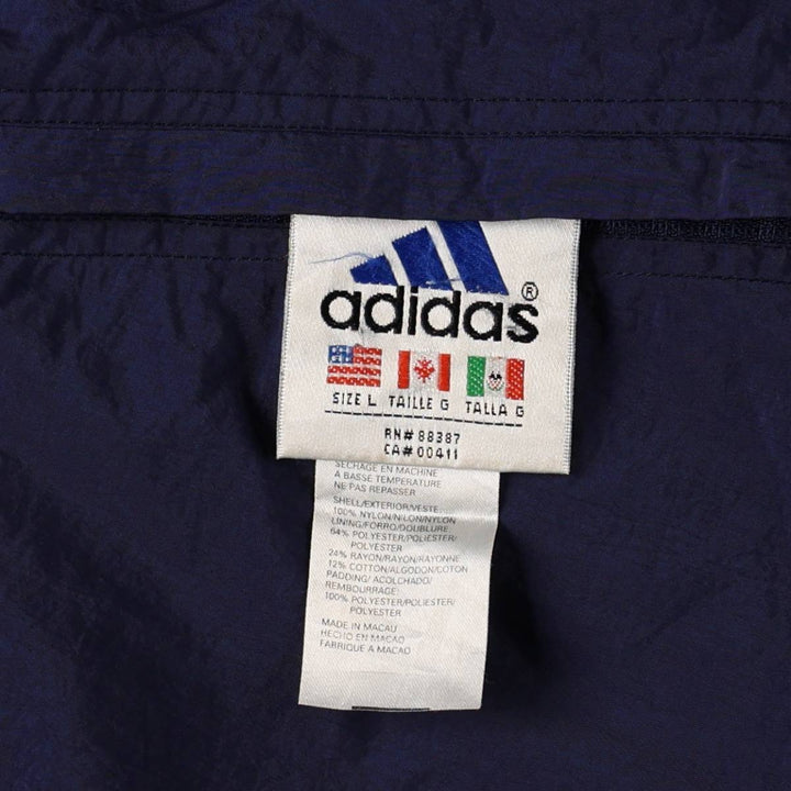 90s-00'S Adidas reversible padded hoodie puffer jacket, men's size L (approx.) Nylon gray type Vintage Second Hand