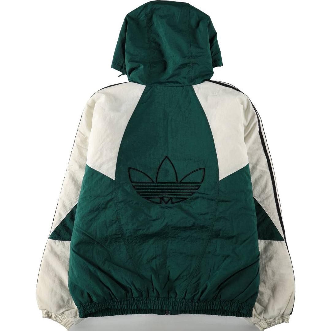 Vintage 80s-90'S Adidas padded hoodie/puffer jacket, men's size XL. Nylon Green type dark green Vintage Second Hand