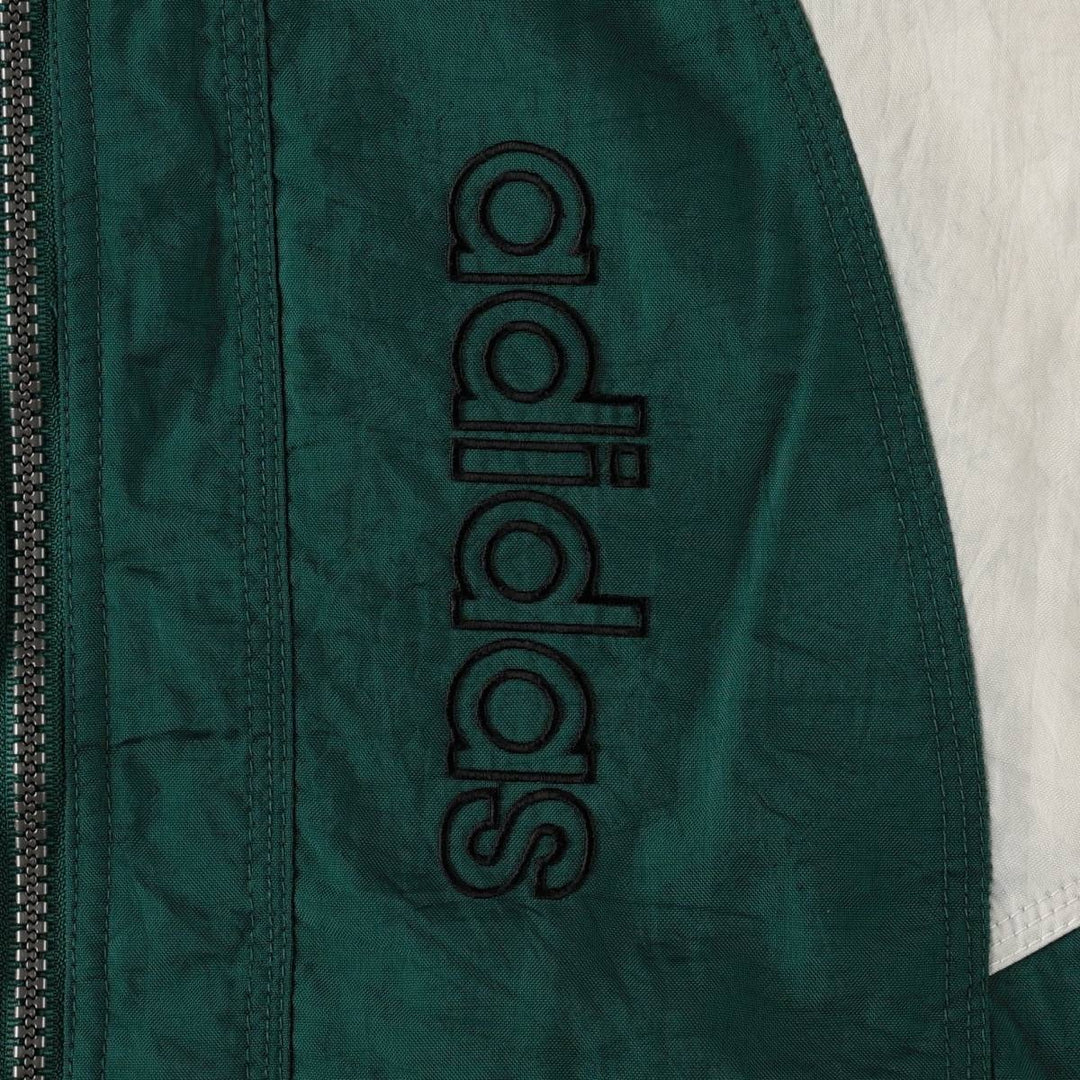 Vintage 80s-90'S Adidas padded hoodie/puffer jacket, men's size XL. Nylon Green type dark green Vintage Second Hand