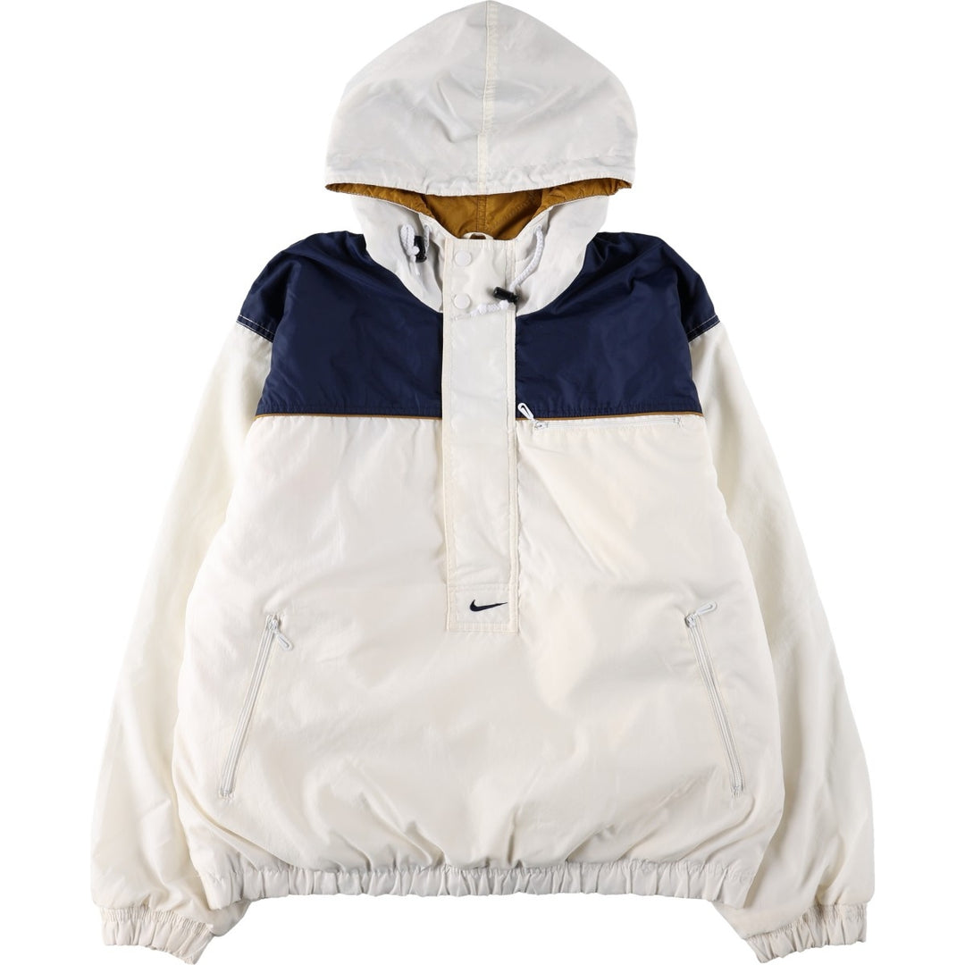 90'S Nike Anorak Parka, Men's Medium, Vintage Nylon white type Vintage Second Hand