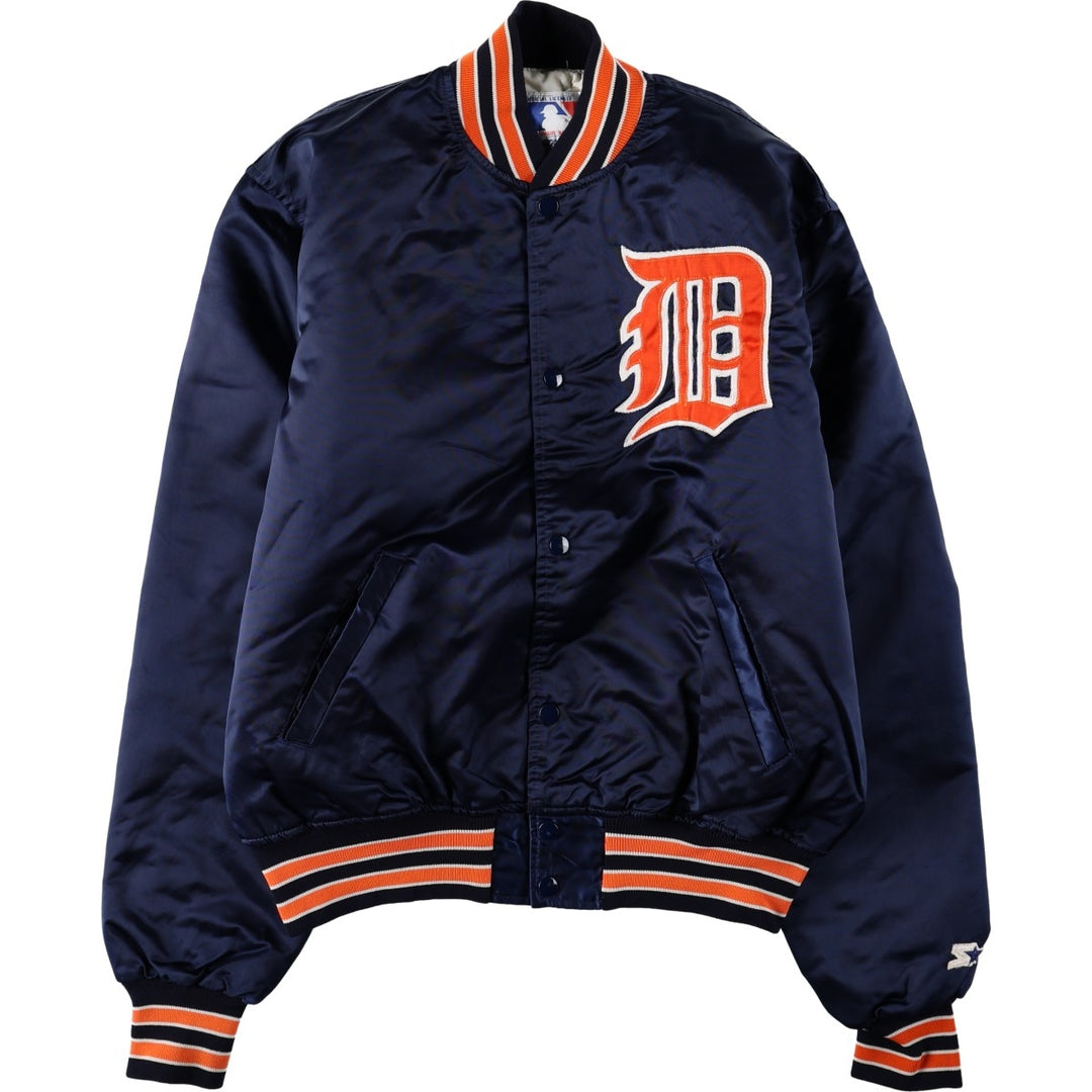 90'S Starter Detroit Tigers Padded Nylon Stadium Jacket Award Jacket Men's Size L (approx.) Nylon navy blue type Vintage Second Hand