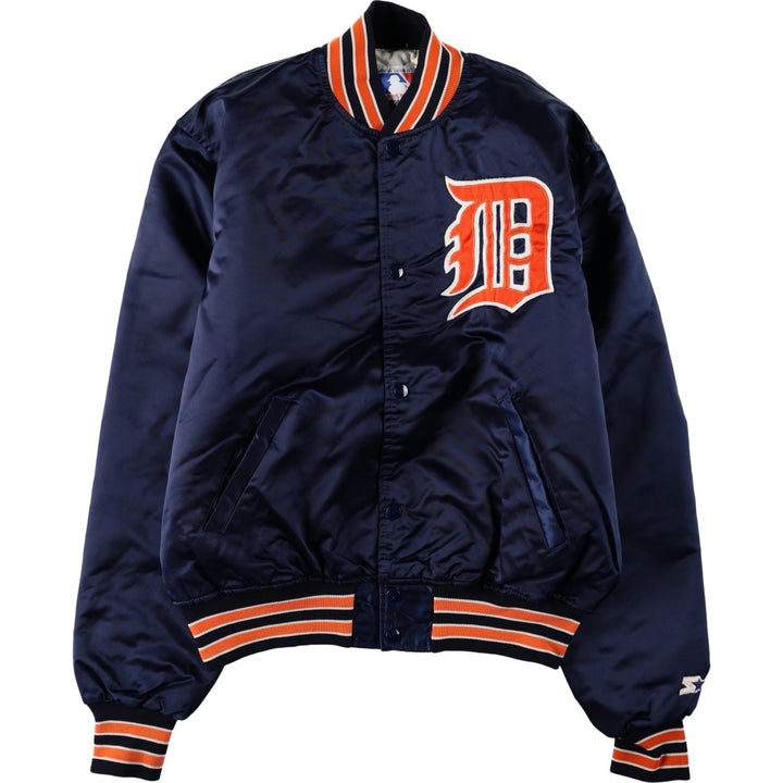 90'S Starter Detroit Tigers Padded Nylon Stadium Jacket Award Jacket Men's Size L (approx.) Nylon navy blue type Vintage Second Hand