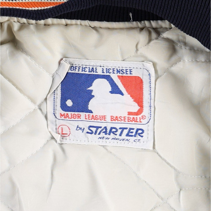 90'S Starter Detroit Tigers Padded Nylon Stadium Jacket Award Jacket Men's Size L (approx.) Nylon navy blue type Vintage Second Hand