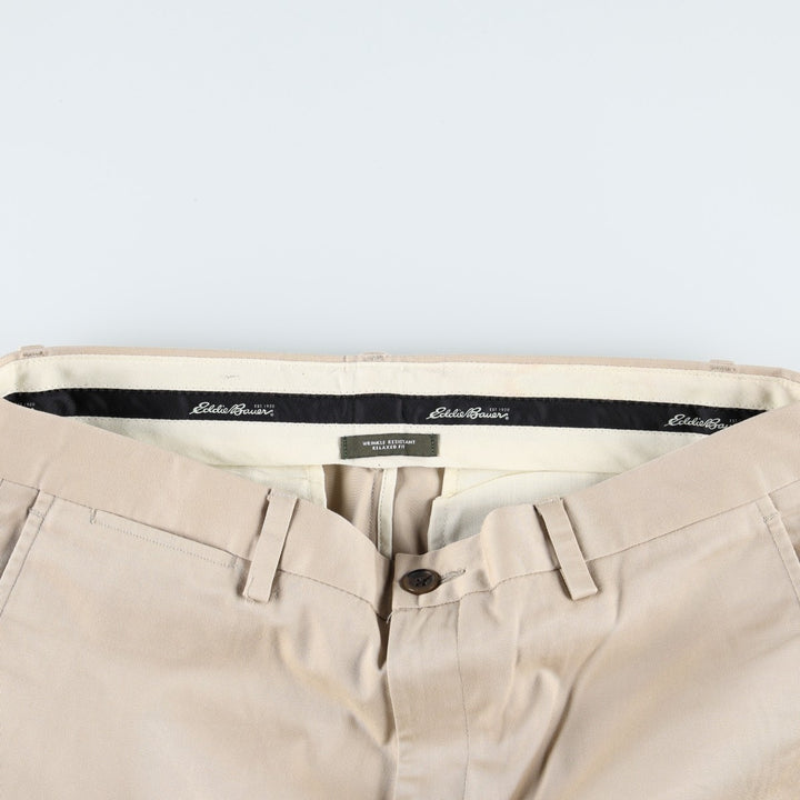 Eddie Bauer Relaxed Fit Chino Pants for Men, W35 cotton Beige type Vintage Second Hand
