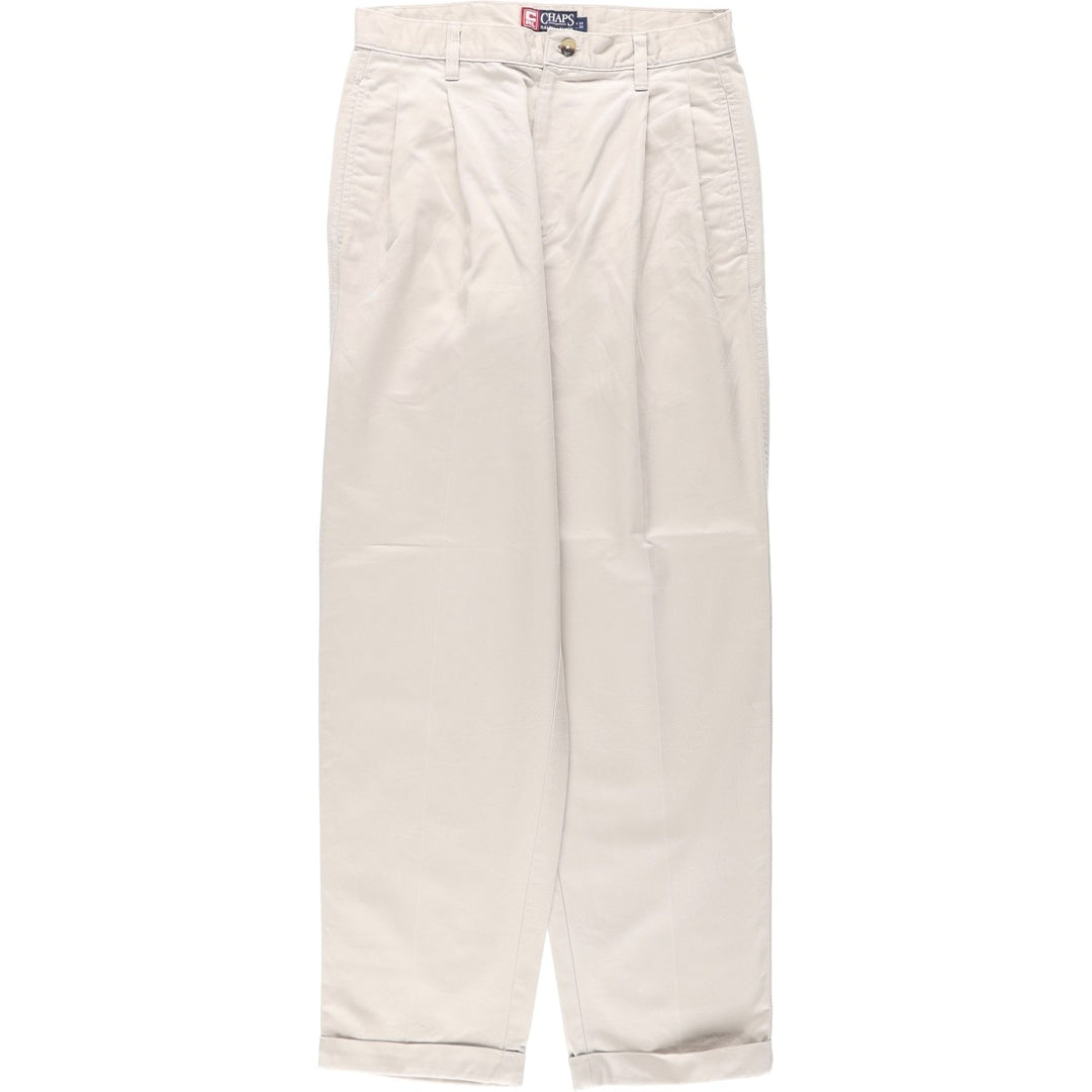 Ralph Lauren CHAPS Two-Pleat Chino Pants, Men's Size W30 (approx.) cotton ivory Vintage Second Hand
