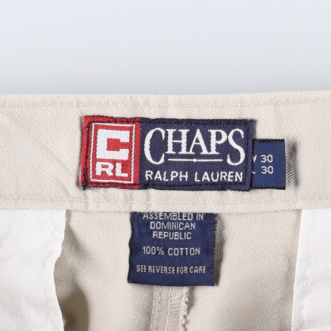 Ralph Lauren CHAPS Two-Pleat Chino Pants, Men's Size W30 (approx.) cotton ivory Vintage Second Hand