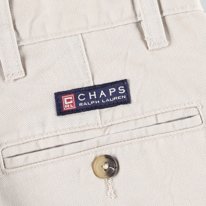 Ralph Lauren CHAPS Two-Pleat Chino Pants, Men's Size W30 (approx.) cotton ivory Vintage Second Hand