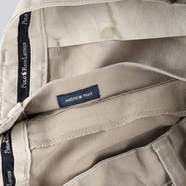 Ralph Lauren Polo Ralph Lauren Andrew Pant Two-pleat Chino Pants Men's W35 cotton Beige type Vintage Second Hand