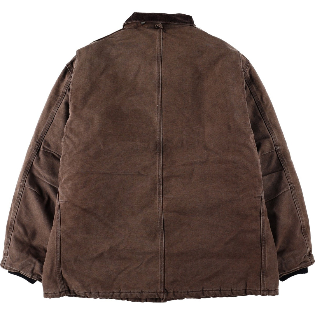 Carhartt Traditional Coat, Padded Duck Full-Zip Hoodie, Made in USA, Men's Size XL (approx.) cotton brown type Vintage Second Hand
