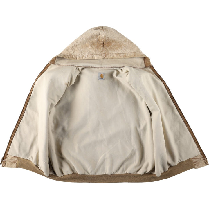 Carhartt Active Jacket Duck Full Zip Hoodie Men's XXL unclear Beige type Vintage Second Hand
