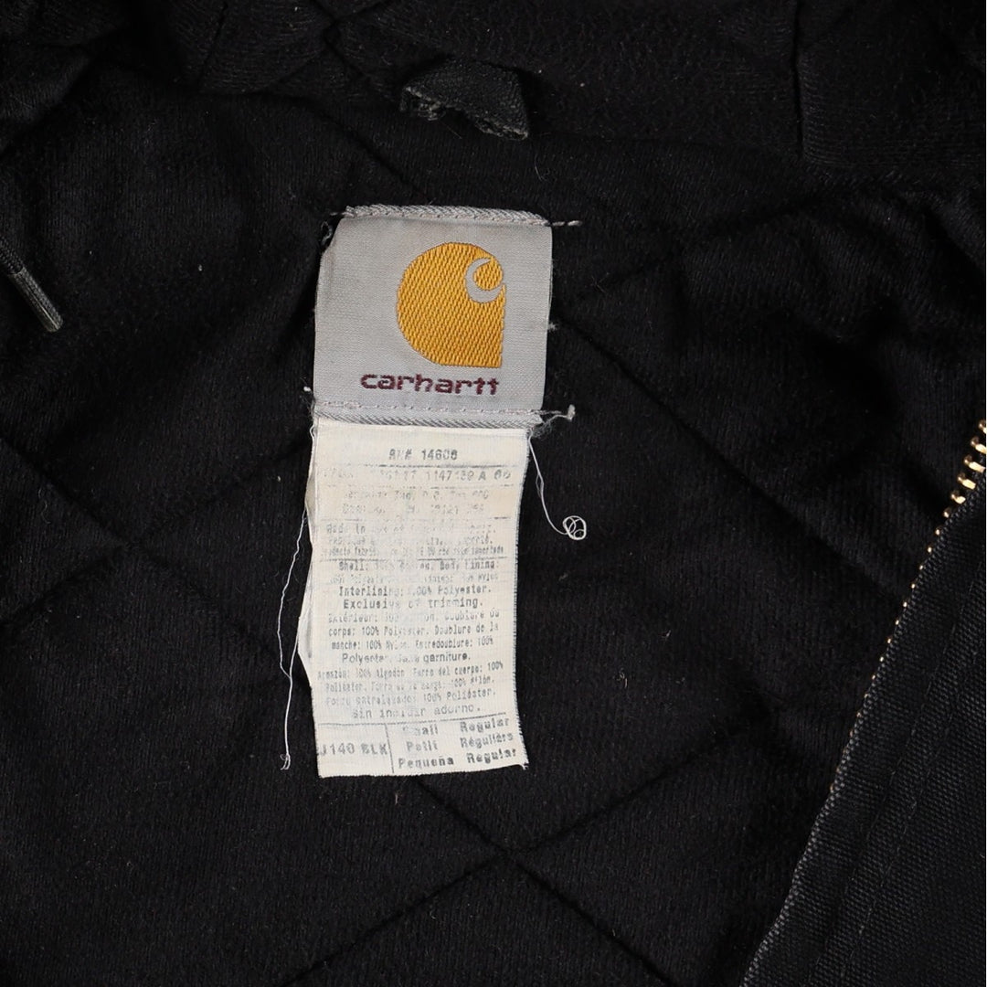 Carhartt Active Jacket, Padded, Duck Full-Zip Hoodie, Men's Size S (approx.) cotton black type Vintage Second Hand
