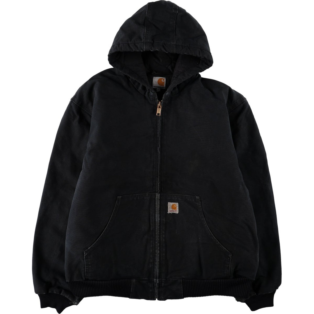Carhartt J140 Active Jacket, Duck Full-Zip Hoodie, Made in USA, Men's Size XL (approx.) cotton black type Vintage Second Hand