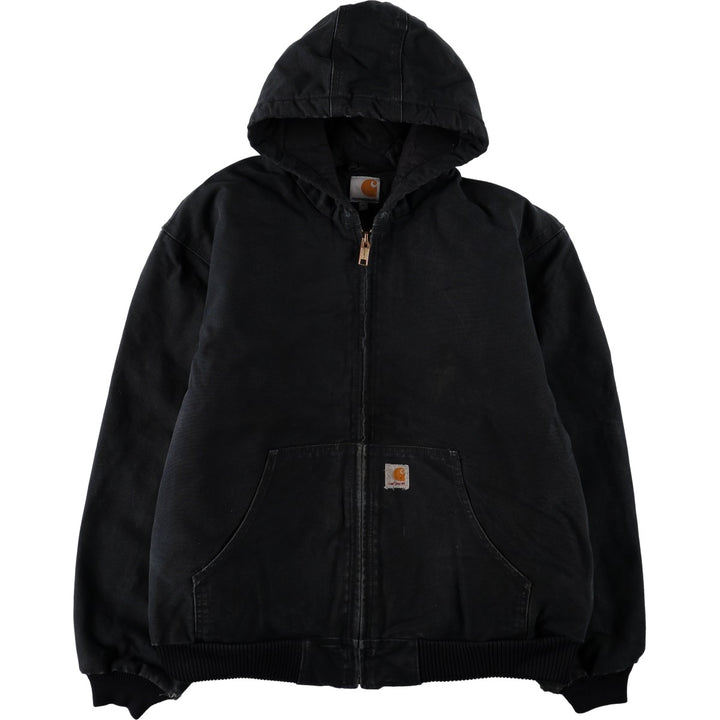 Carhartt J140 Active Jacket, Duck Full-Zip Hoodie, Made in USA, Men's Size XL (approx.) cotton black type Vintage Second Hand