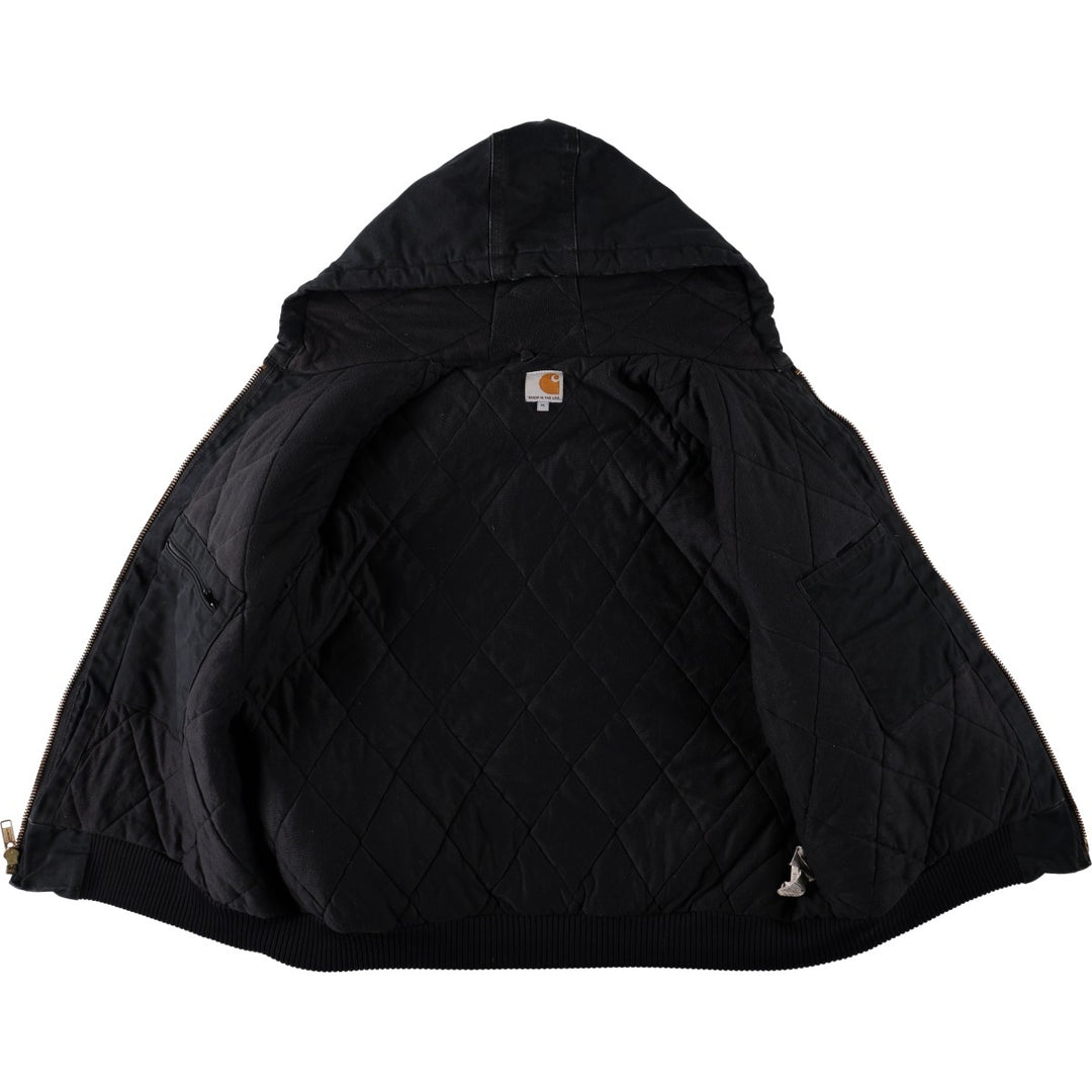 Carhartt J140 Active Jacket, Duck Full-Zip Hoodie, Made in USA, Men's Size XL (approx.) cotton black type Vintage Second Hand